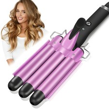 Piastra a Onde Beach Waves Professionale 3 Tubi 25 mm per Capelli con Doppia Tem