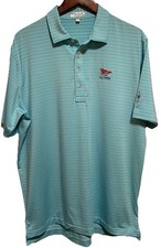 PETER MILLAR Polo Golf Shirt Light Blue Striped LACC Los Angeles Country Club