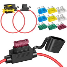 2 Pack 12 AWG Inline Fuse Holder 11.8 Inches 12V ATC/ATO Blade Fuse Holder with