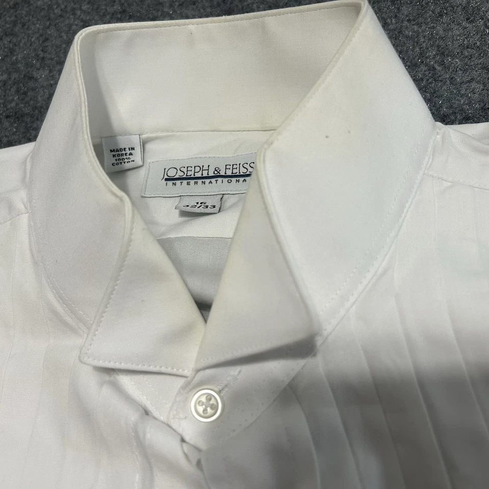 Camisa de Esmoquin Joseph & Feiss Para Hombre Grande 16 32/33 Blanco Plisado Puño Francés Vestido Foto 4 de 4