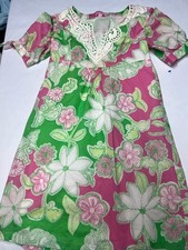 Vintage Lilly Pulitzer Maxi Dress Green Pink Floral Print Size 4 Rare Classic