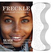 8 Pcs Silver Temporary Glitter Freckles Face Tattoo for Birthday and Party