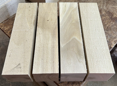 FOUR COTTONWOOD TURNING BLANKS LUMBER WOOD LATHE CARVE 3'' X 3'' X 12''