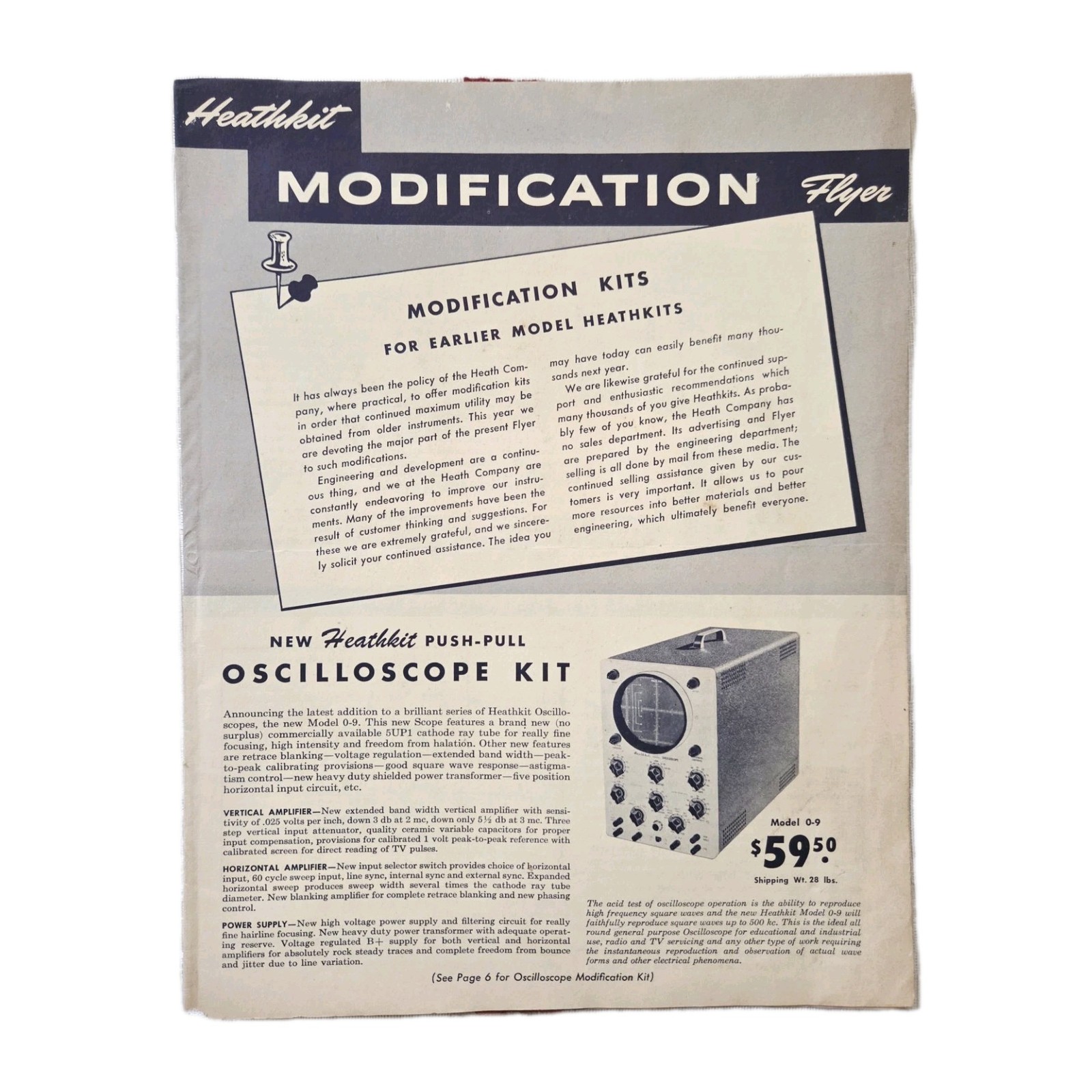 Vintage 1953 Heathkit Factory Catalog Rare Flyer Amateur Ham Radio Heath Co Kits