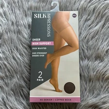 Silk Impressions High Support Sheer Tights Women Size XXL Coffee Bean High Waist