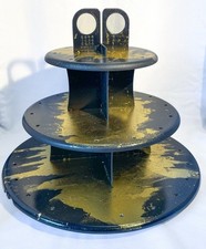 Hand Painted 3-Tier Cake Pop Cupcake Stand, Round Plastic 12in Diameter