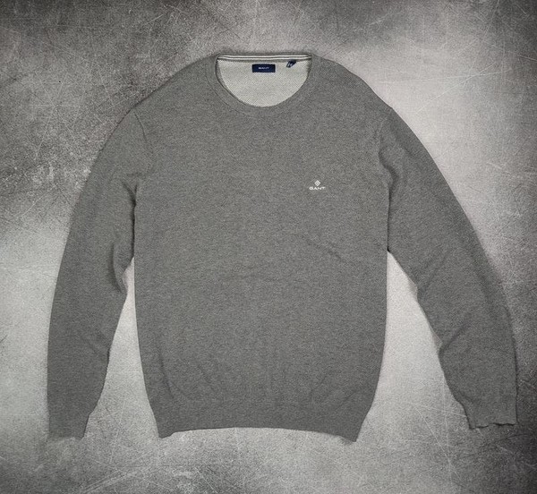 Men Gant Sweater Grey Cotton 50 / 5XL / 58