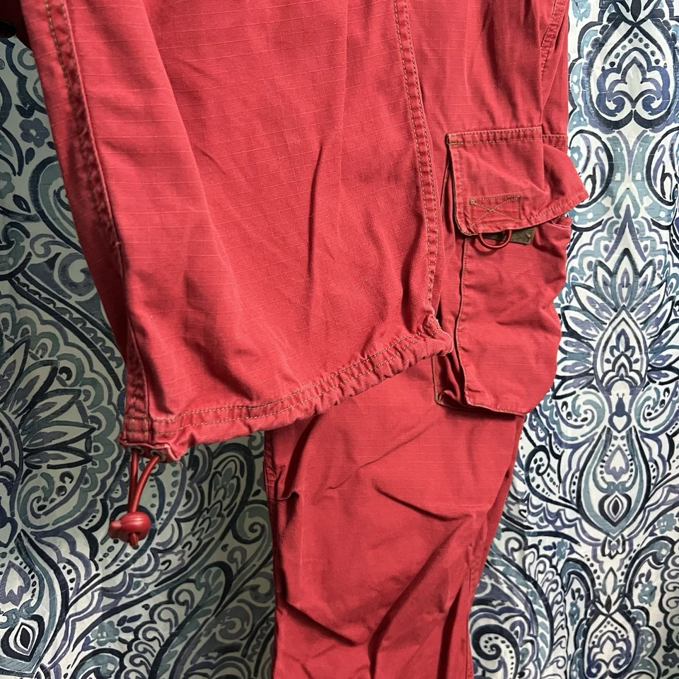 Vintage GAP Cargo Pants Mens S Red Ripstop Baggy Parachute Cinch Bungee Y2K READ - Image 3 of 4