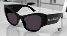BALENCIAGA BB0259S 001 Cat Eye Acetate Black Grey 58 mm Women's Sunglasses