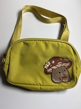 Vera Bradley Green Zip Top Shoulder Bag, Embroidered Mushroom, Floral, Charm