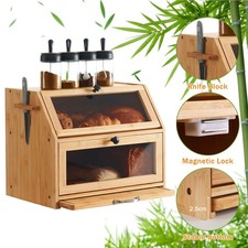 Brotkasten aus Bambus mit Schneidebrett ein umweltfreundlicher atmungsaktiver