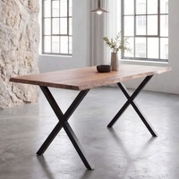 Esstisch FineBuy Esszimmertisch 160 Cm Massivholz Metall KüChentisch Baumkante