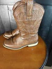 Rollda Western Cowboy Boots for Kids Walking Heel Brown Size 1