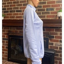 Eddie Bauer Women  s Grid Fleece Zip Neck Shirt Long Sleeve Blue Comfort Sz S New