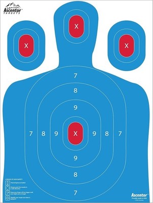 Silhouette Shooting Target Large Size 18 x 24 Multiple Aiming Zones Blue