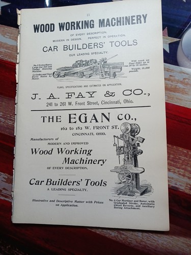 ☆1895 print ads Cincinnati Ohio Egan Company J.A. FAY & CO. railroad tools 