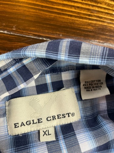 Eagle Crest Shirt, Men's Size XL, Blue, Plaid, Button Up, Western, Pearl Snap - Picture 7 of 8