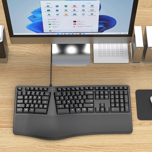 K9 Ergonomic Split Keyboard with Wrist Rest 110 Keys Wired Keyboard for Laptop & - Bild 2 von 10