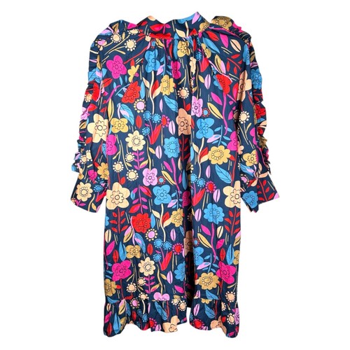 Palermo Floral Print Puff Sleeve Ruffled Mini Dress Size XL Brunch Wedding
