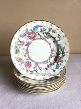 Vintage Lot Of 7 Royal Worcester Kashmir Floral Scalloped Edge Saucer Plates