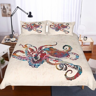 3D Cartoon Octopus Tentacles Color Quilt Cover Set Bedding Sets Pillowcases 64