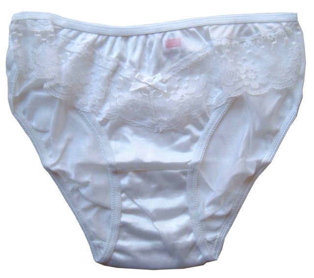 Ladies Knickers Size 10 12 UK Value Pack of 3 White Sheer Lacy