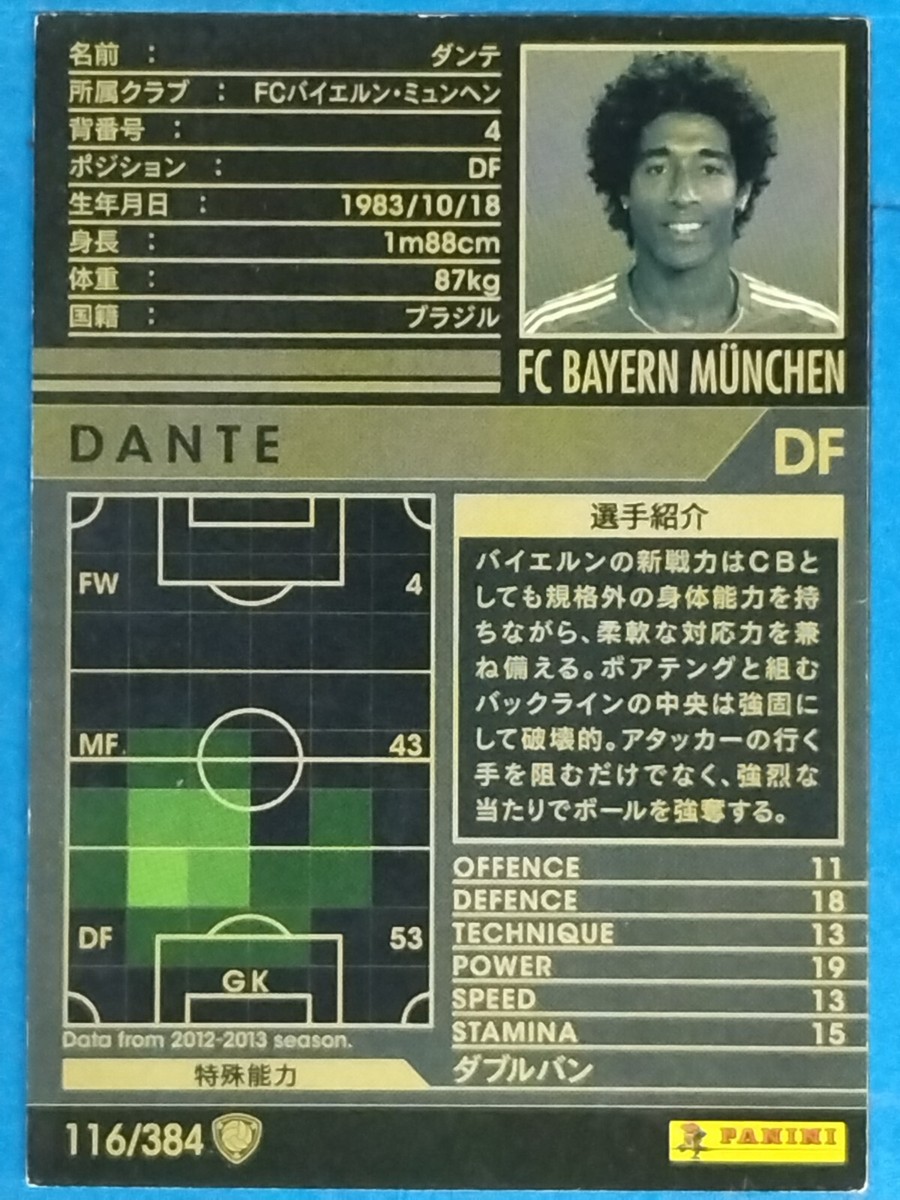 Panini WCCF 116/384 2012-2013 Dante Japan Pre-Owned | eBay