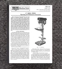 Operator Maint Manual Fits Rockwell-Delta Walker-Turner 17" Drill Press 1559