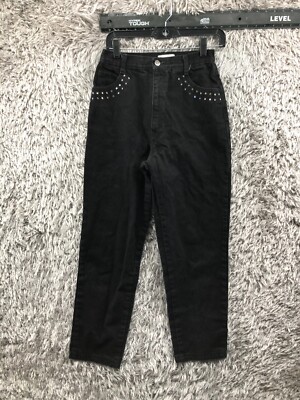 David David High Rise Mom Jeans Size 10 Womens Dark Wash Black Denim