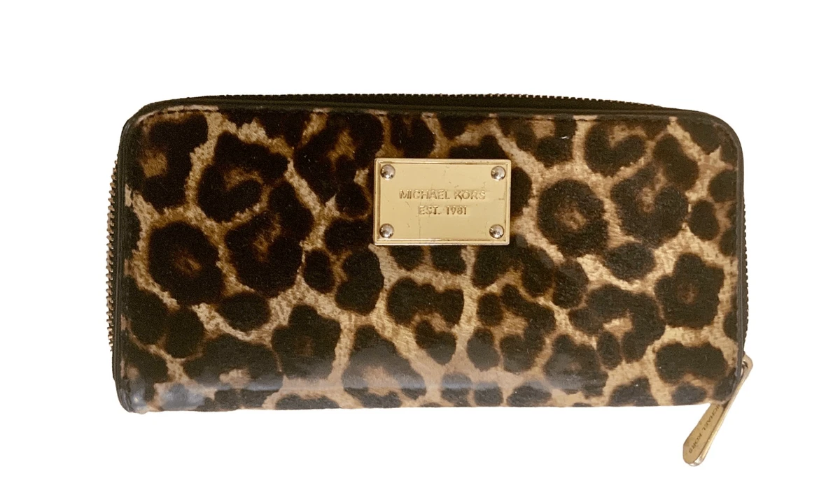 Michael Kors Signature Logo Leopard Print Studded Jet Set Double Zip Wristlet Dillards #13 Michael Kors Signature Logo Leopard Print Studded Jet Set Double Zip Wristlet Dillards