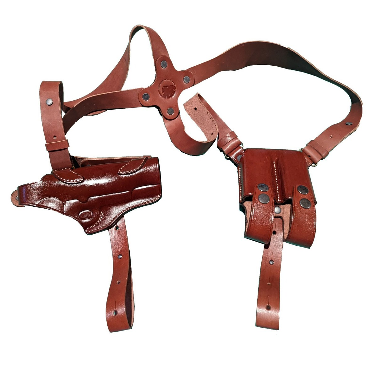 WA gun leather M1911 ショルダーホルスター Leather Horizontal Shoulder Holster with double magazine for Colt