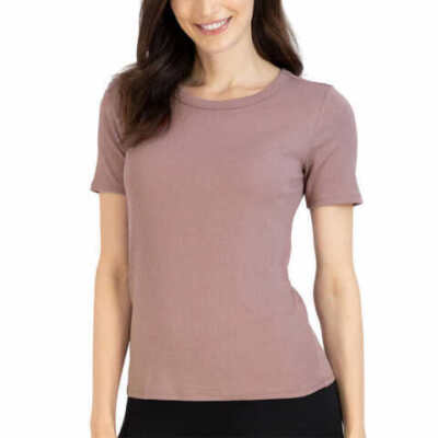 Lucky Brand Ladies' Ribbed Tee 3-Pack Crew Neck Tag Free | F54