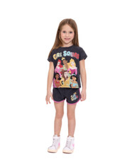 Disney Princess Toddler Girls T-Shirt Shorts Set 2-Piece Black Multisize NWT