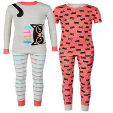 Kirkland Signature Kid's Girls' 4 PC Pajama Set, Multicolor, Size 4