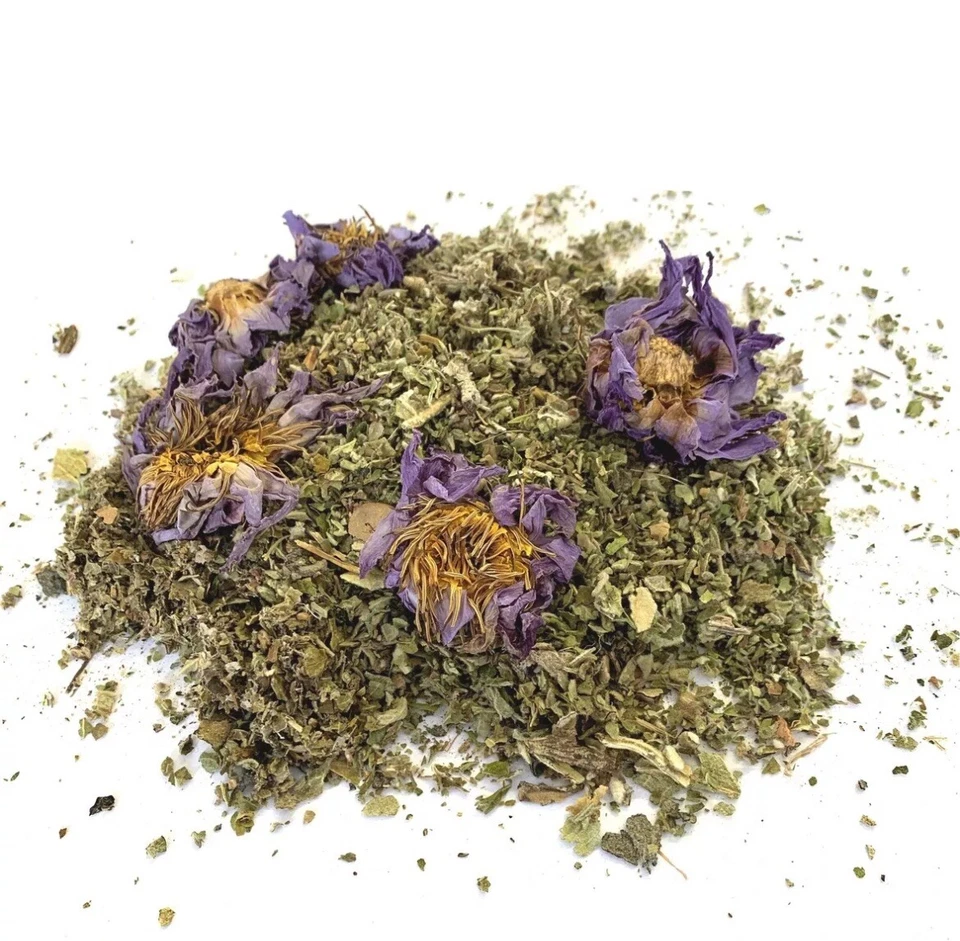 HERBSPICE INGREDIENTS Lucid Dreaming Tea Nymphaea Blue Lotus, Damiana, Marshmallow, Raspberry, Mullein