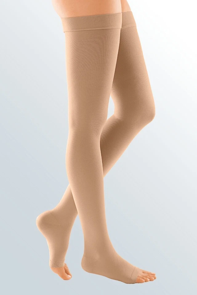 Duomed Soft Class 2 Thigh Length Open Toe Compression Stockings Sand Medium - Image 1 of 1