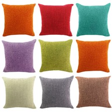 Cushion Cover Linen Cotton Plain Color Pillow Case Home Office Sofa Car D cor