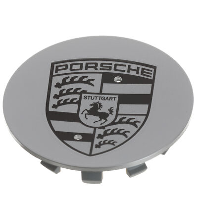 GENUINE PORSCHE Wheel Center Cap Brilliant Silver W/Black Crest