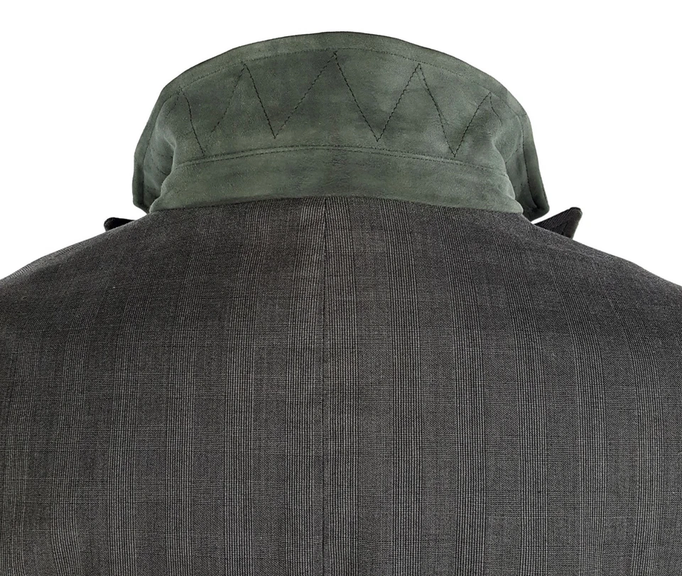 Abrigo deportivo no estructurado con solapa pico John Varvatos Collection 40R con ribete de cuero Foto 3 de 4