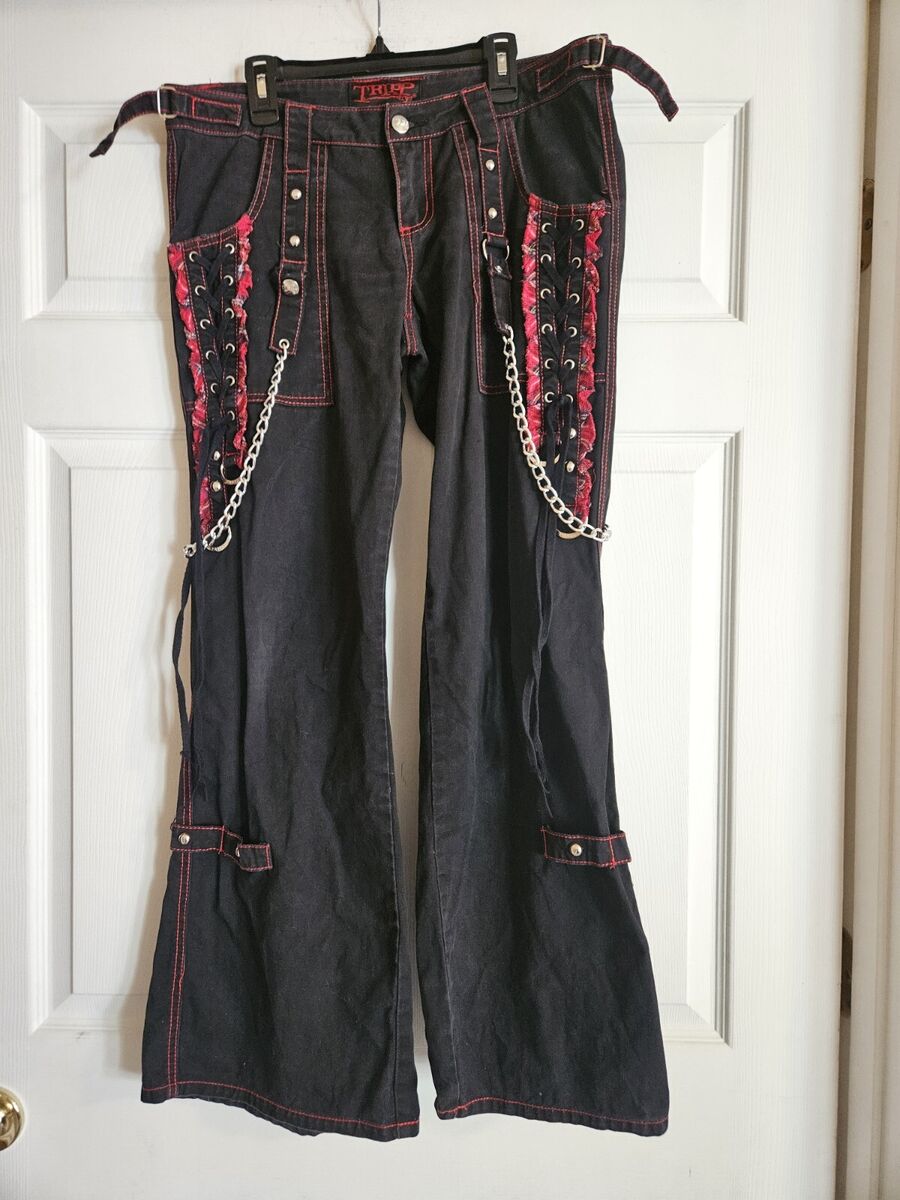 Vintage Tripp NYC Mesh Ribbon Corset Pants Size 7 Black Red Vintage Tripp NYC Mesh Ribbon Corset Pants Size 7 Black Red