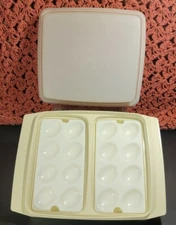 Tupperware Deviled Egg Tray Keeper Off White Base 723 Clear Lid 722  Insert 665
