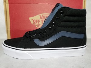 black and blue high top vans