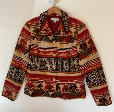 Coldwater Creek Blazer Jacket Women Size Aztec Colorful