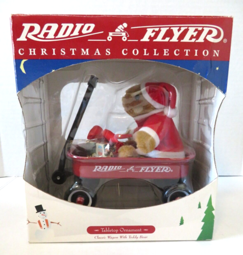 Radio Flyer Christmas Tabletop Ornament Classic Wagon Teddy Bear Model 111 - Picture 1 of 7