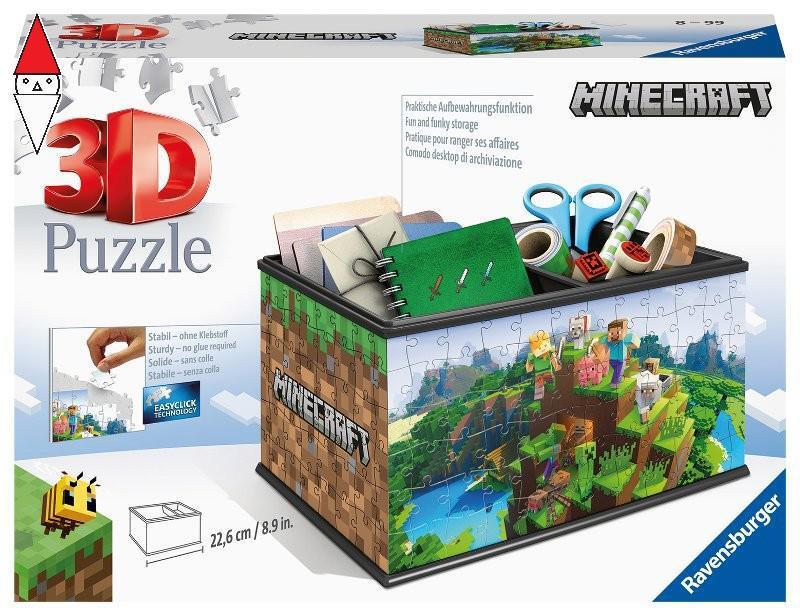 PUZZLE 3D RAVENSBURGER PUZZLE 3D PORTAPENNE/SVUOTATASCHE - MINECRAFT