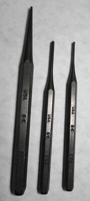 3-PIECES SK TOOLS PUNCH SET 1/16 STARTER 3/32 ROLL PIN 1/16 PUNCH PIN S-K USA