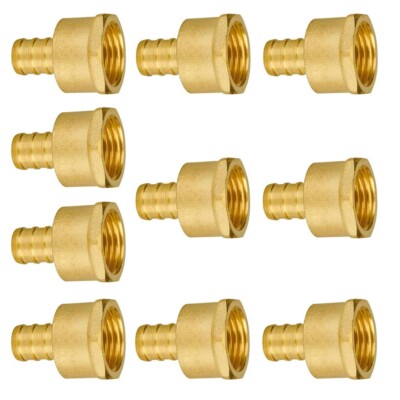 10x 1/2'' PEX X 1/2'' Female NPT Threaded Adapter Brass Crimp Fittings ASTM F1807