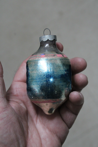 Vintage Glass Christmas Ornament - 3 3/4" DOUBLE SIDED INDENTED - Picture 9 of 9