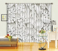 3D White Carved Leaves ZHUA2001 Photo Curtain Window Blockout Fabric Amy 2023