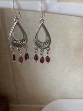 Garnet Drop Dangle/ chandelier Style Earrings